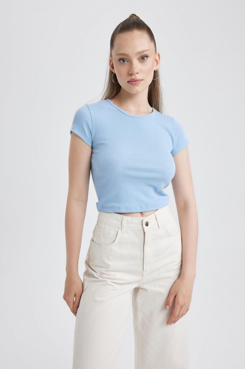 DEFACTO Cool Fitted Ribbed Camisole Short Sleeve T-Shirt