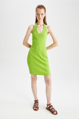 DEFACTO Cool Bodycon V-Neck Basic Camisole Mini Dress