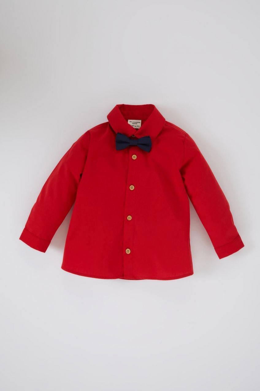 DEFACTO Baby Boy Red Long Sleeve Bow Tie 2-Piece Set