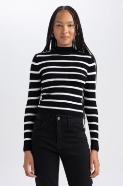 DEFACTO Slim Fit Striped Half Turtleneck Sweater