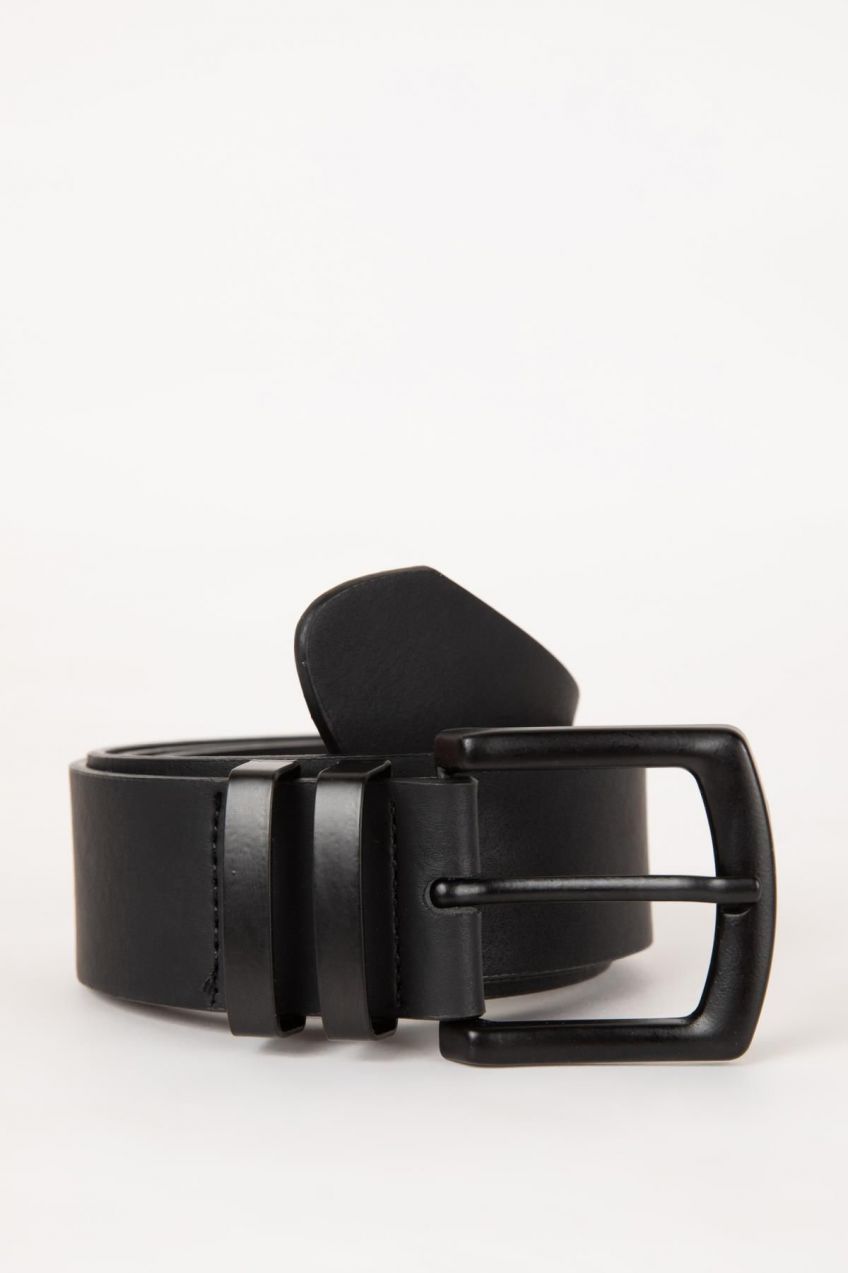 DEFACTO Men's Rectangle Buckle Faux Leather Jean Belt