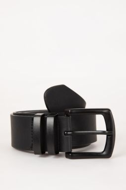 DEFACTO Men's Rectangle Buckle Faux Leather Jean Belt