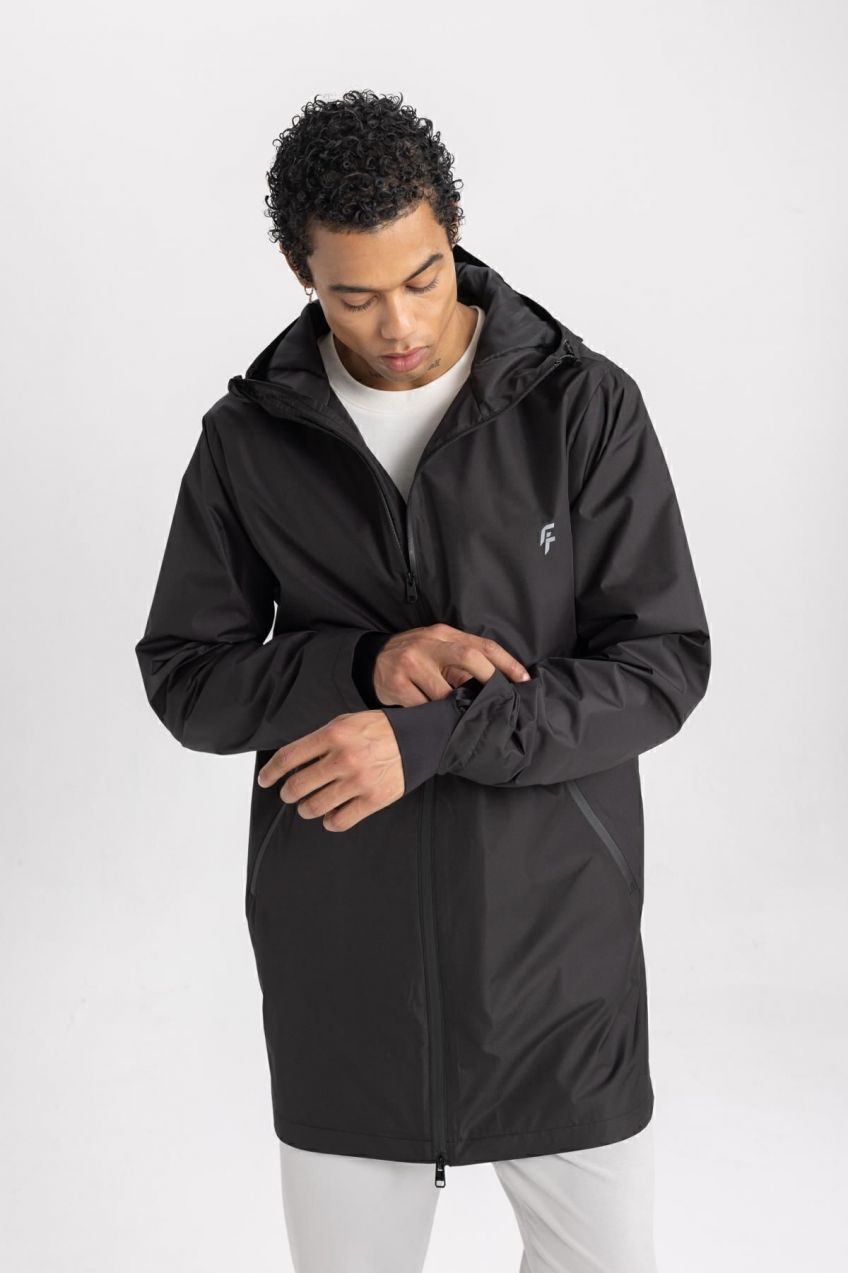 DEFACTO Fit Water Repellent Hooded Waterproof Long Raincoat