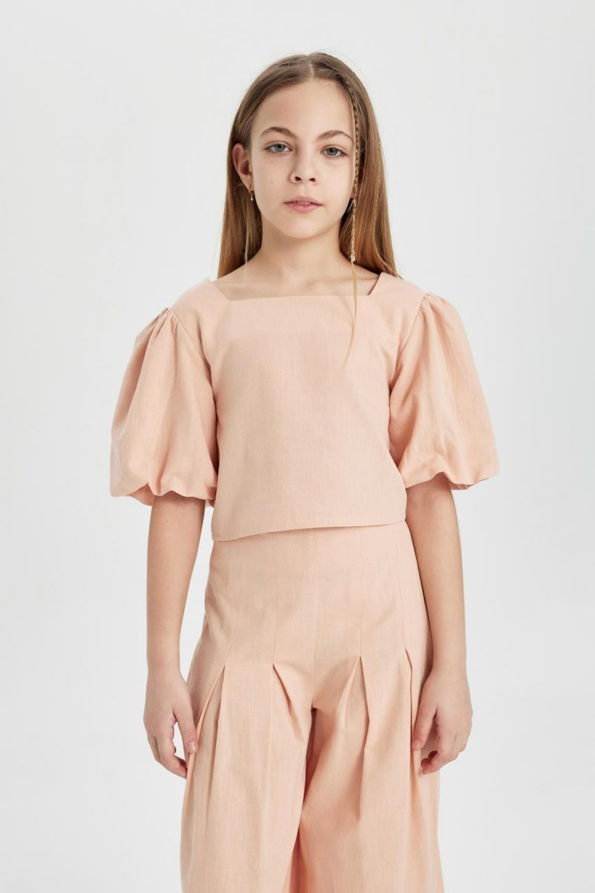 DEFACTO Girls' Short Sleeve Blouse