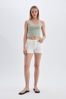 DEFACTO High Waist Fold-Ankle Jean Shorts