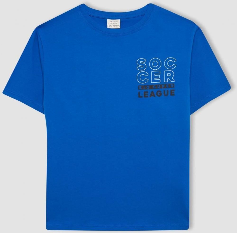 DEFACTO Boy's Crew Neck Printed Short Sleeve T-Shirt