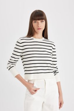 DEFACTO Regular Fit Crew Neck Striped Sweater