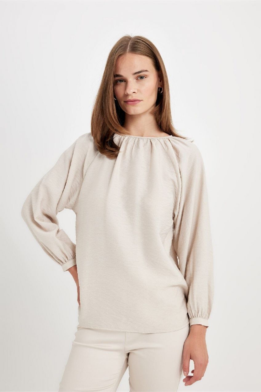 DEFACTO Crew Neck Long Sleeve Blouse
