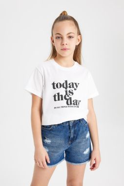 DEFACTO Girls Printed Short Sleeve T-Shirt