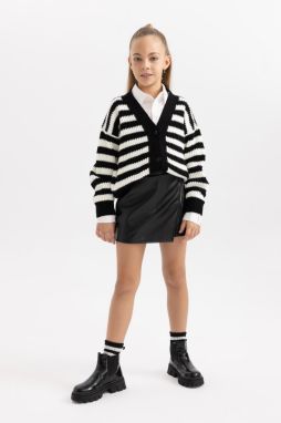 DEFACTO Girl's Faux Leather Shorts Skirt