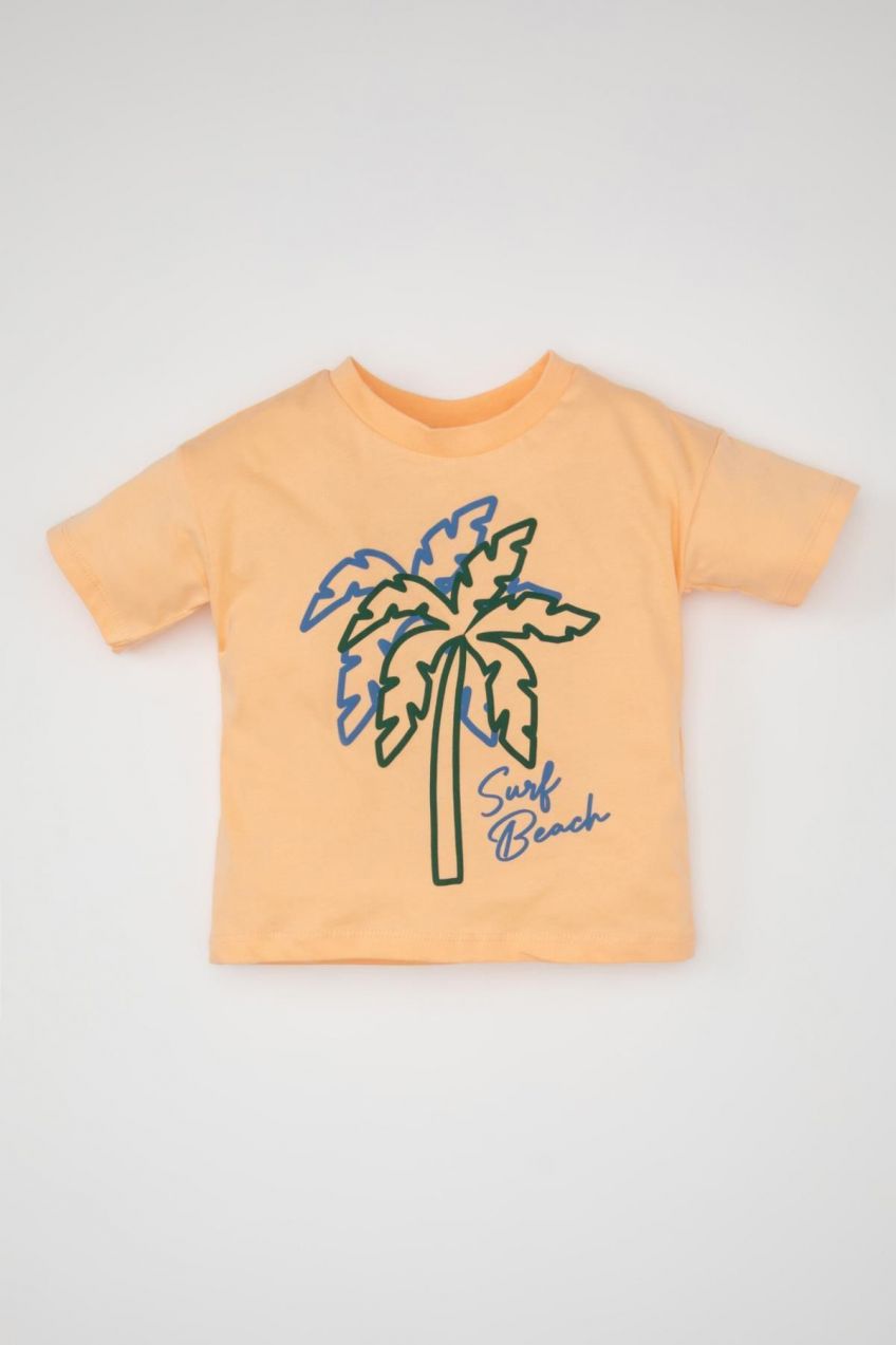 DEFACTO Baby Boy Palm Tree Printed Short Sleeve T-Shirt