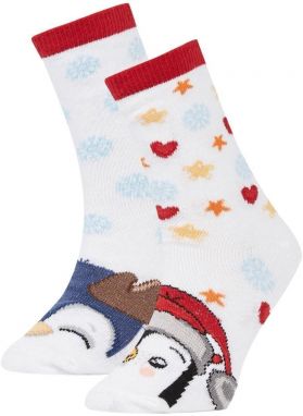 DEFACTO Girl's Christmas Themed Cotton 2-Piece Long Socks