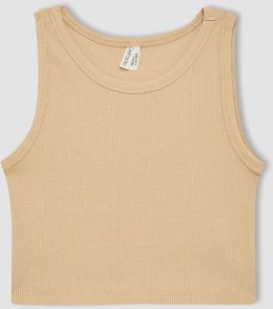 DEFACTO Girl's Crew Neck Basic Tank Top