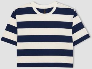 DEFACTO Boxy Fit Striped Crew Neck Short Sleeve T-Shirt