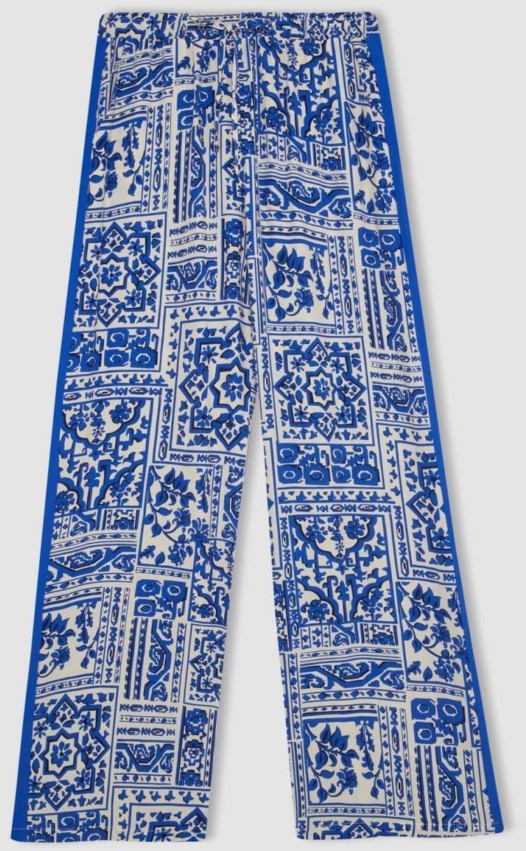 DEFACTO Wide Leg Patterned Pocket High Waist Wide Leg Moroccan Trousers