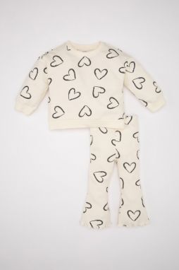 DEFACTO Baby Girl Heart Patterned Sweatshirt Bottom 2-Piece Set