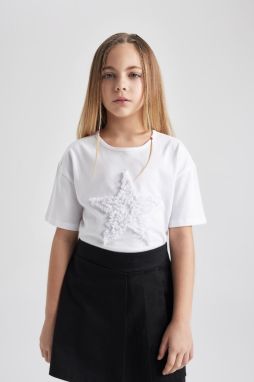 DEFACTO Girl's Relax Fit Short Sleeve White T-Shirt