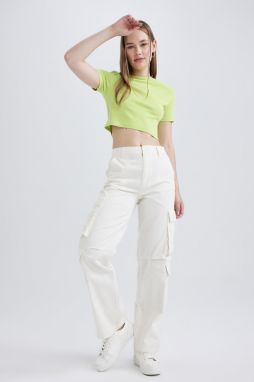 DEFACTO Coool Straight Fit Cargo Gabardine 100% Cotton Trousers A6265ax23sm
