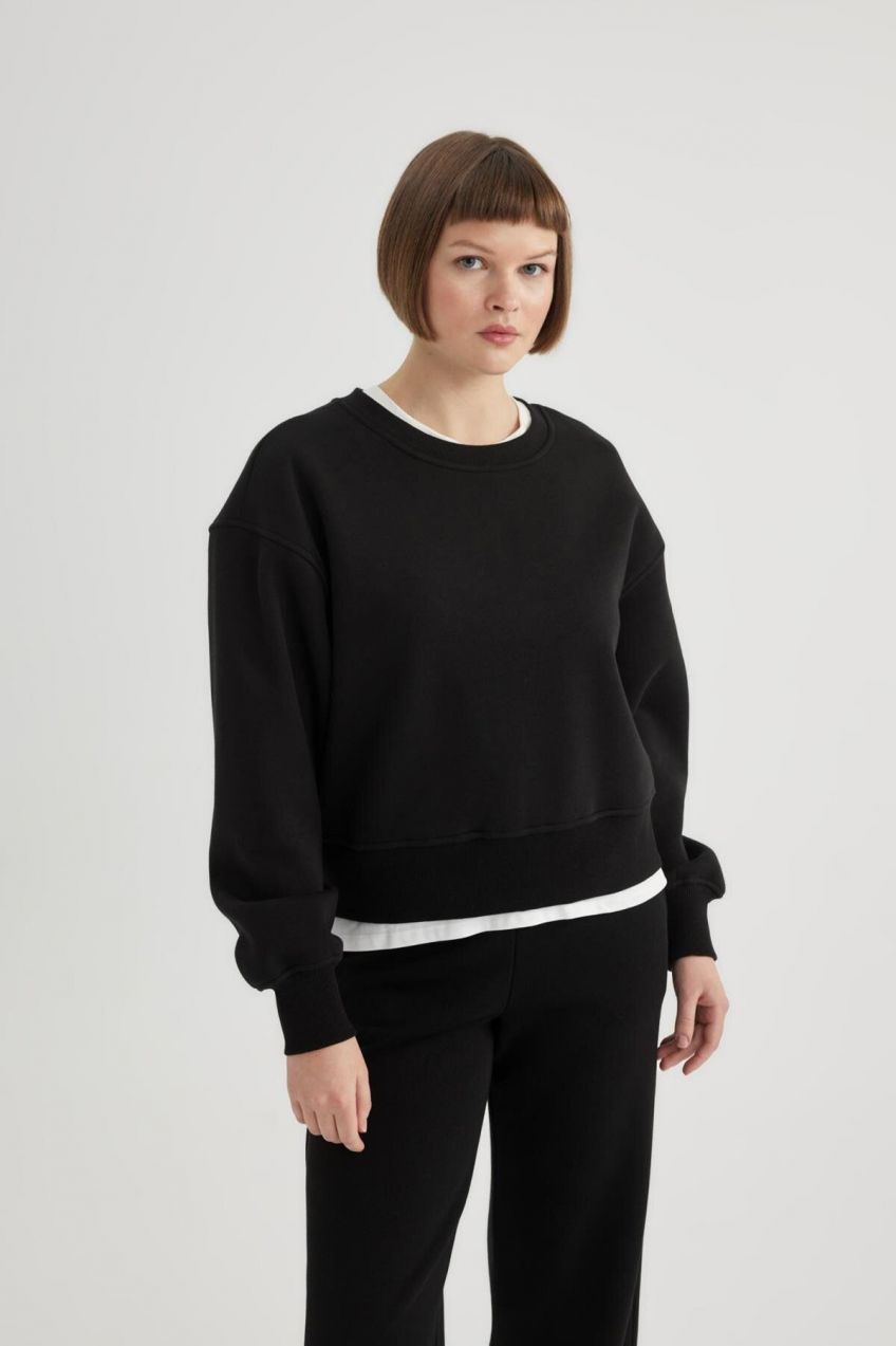 DEFACTO Relax Fit Crew Neck Thick Sweatshirt
