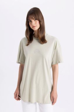 DEFACTO Crew Neck Printed Short Sleeve T-Shirt Tunic