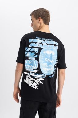DEFACTO Comfort Fit Crew Neck Back Printed Short Sleeve T-Shirt