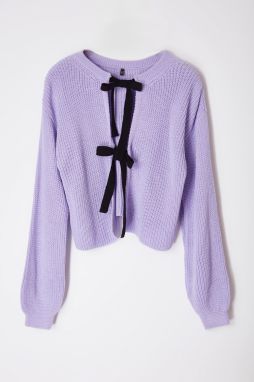 Trendyol Lilac Crop Double-Sided Wearable Ribbon Tie Detailed Knitwear Sweater