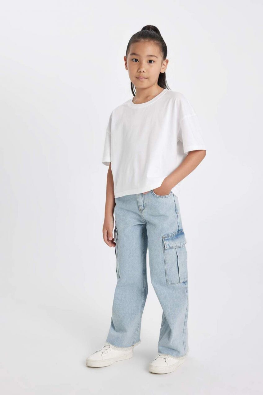 DEFACTO Girls' Wide Leg Cargo Wide Leg Trousers
