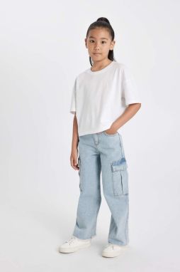 DEFACTO Girls' Wide Leg Cargo Wide Leg Trousers