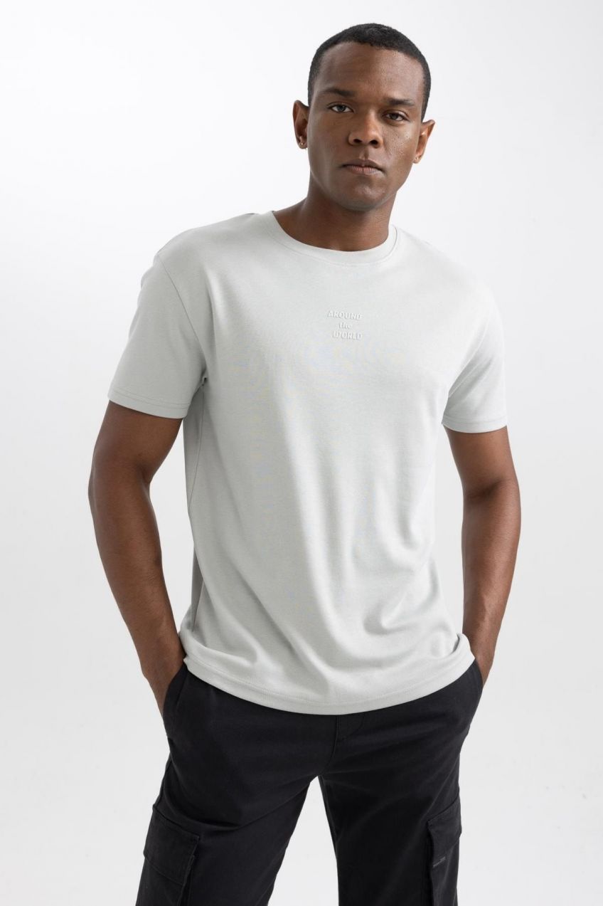 DEFACTO Regular Fit Crew Neck Printed Short Sleeve Heavy Fabric T-Shirt