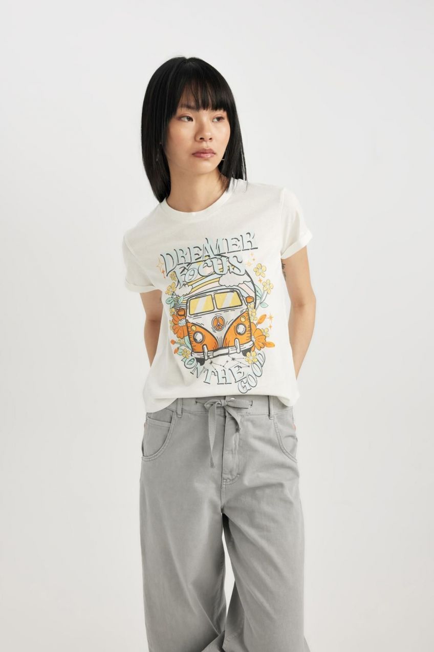 DEFACTO Cool Regular Fit Crew Neck Printed Short Sleeve T-Shirt