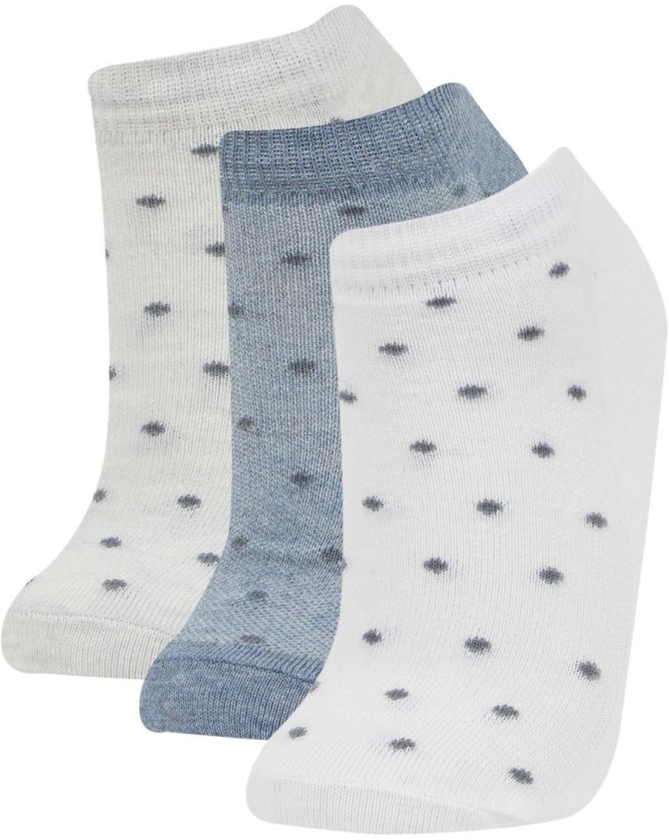 DEFACTO Woman's 3-Piece Cotton Booties Socks