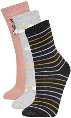 DEFACTO Girl's 3-Piece Cotton Long Socks
