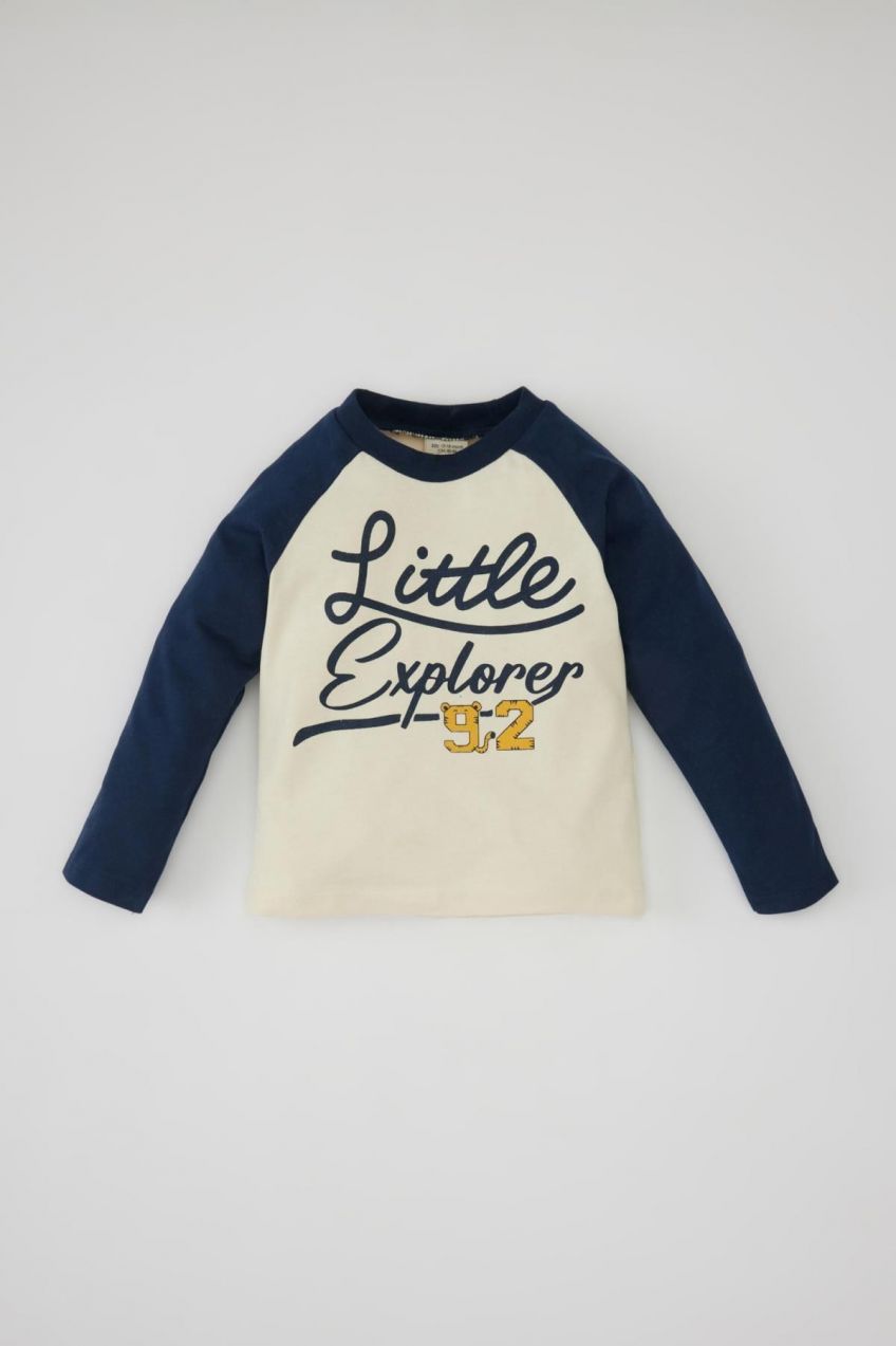DEFACTO Baby Boy Crew Neck Printed Long Sleeve T-Shirt