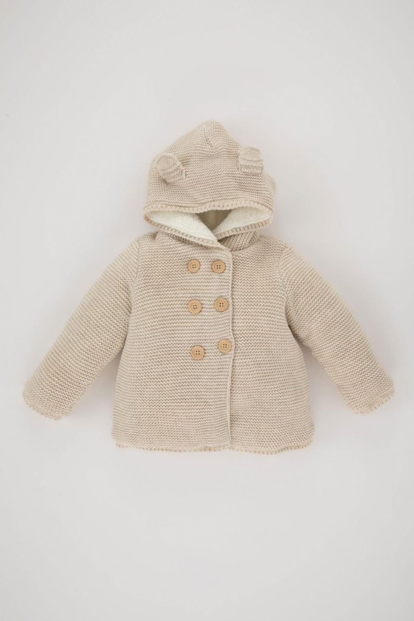 DEFACTO Baby Girl Hooded Knitwear Cardigan