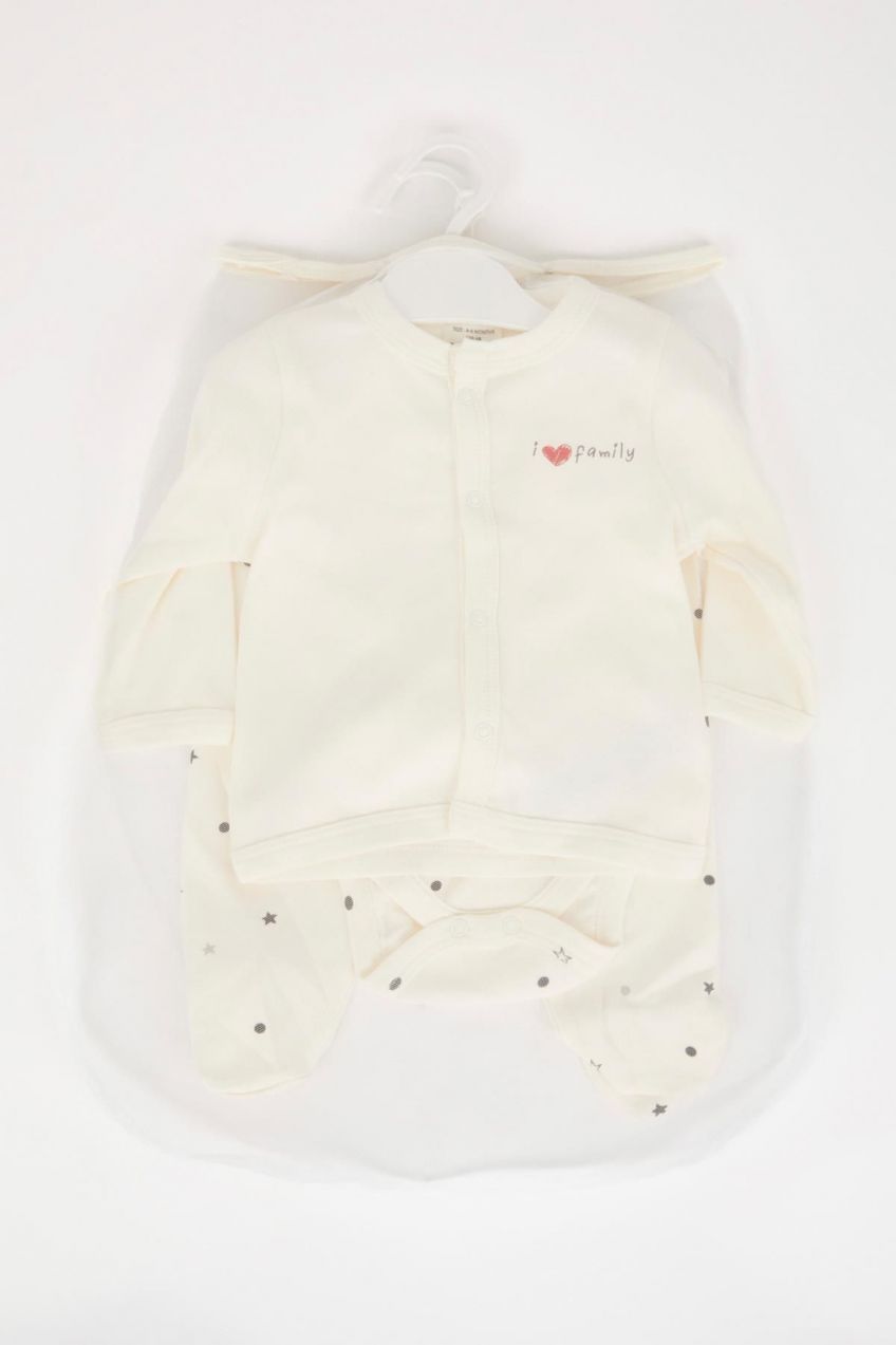 DEFACTO Girl Baby Star Patterned 4-Piece Hospital Release Set