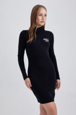 DEFACTO Cool Bodycon Half Turtleneck Ribbed Camisole Long Sleeve Mini Dress