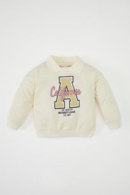 DEFACTO Baby Girl Shirt Collar Printed Sweatshirt
