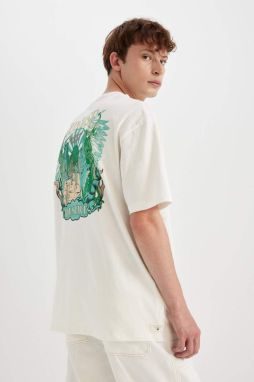DEFACTO Comfort Fit Crew Neck Back Printed Short Sleeve T-Shirt