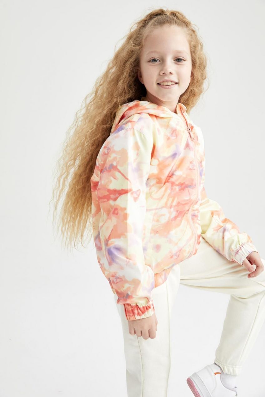 DEFACTO Girls Tie-dye Patterned Hooded Raincoat