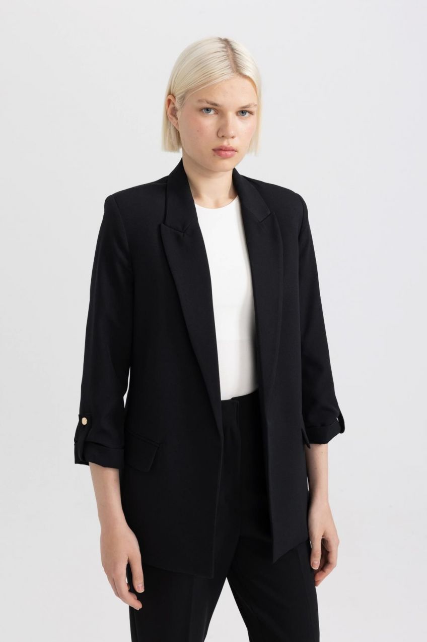 DEFACTO Regular Fit Jacket Collar Basic Blazer Jacket