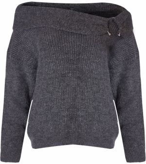 Trendyol Anthracite Carmen Collar Knitwear Sweater