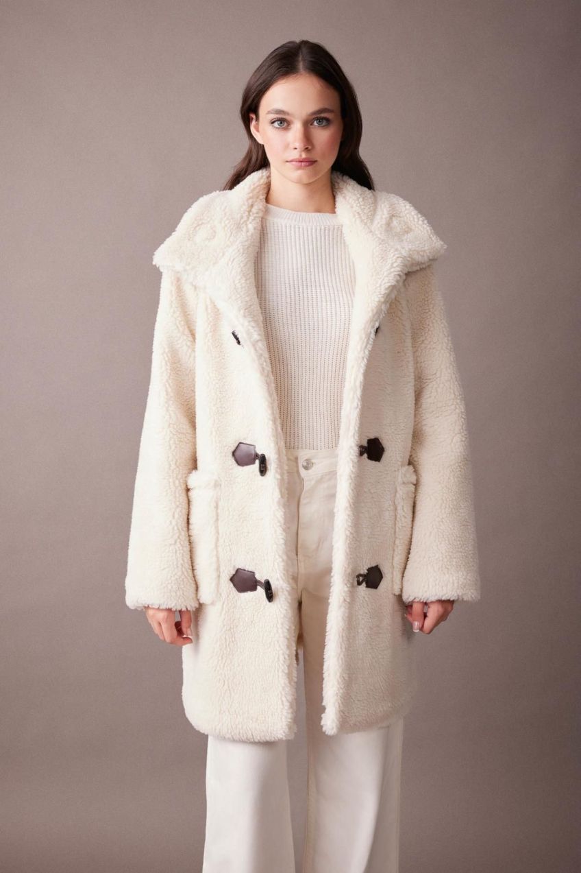 DEFACTO Regular Fit Plush Coat