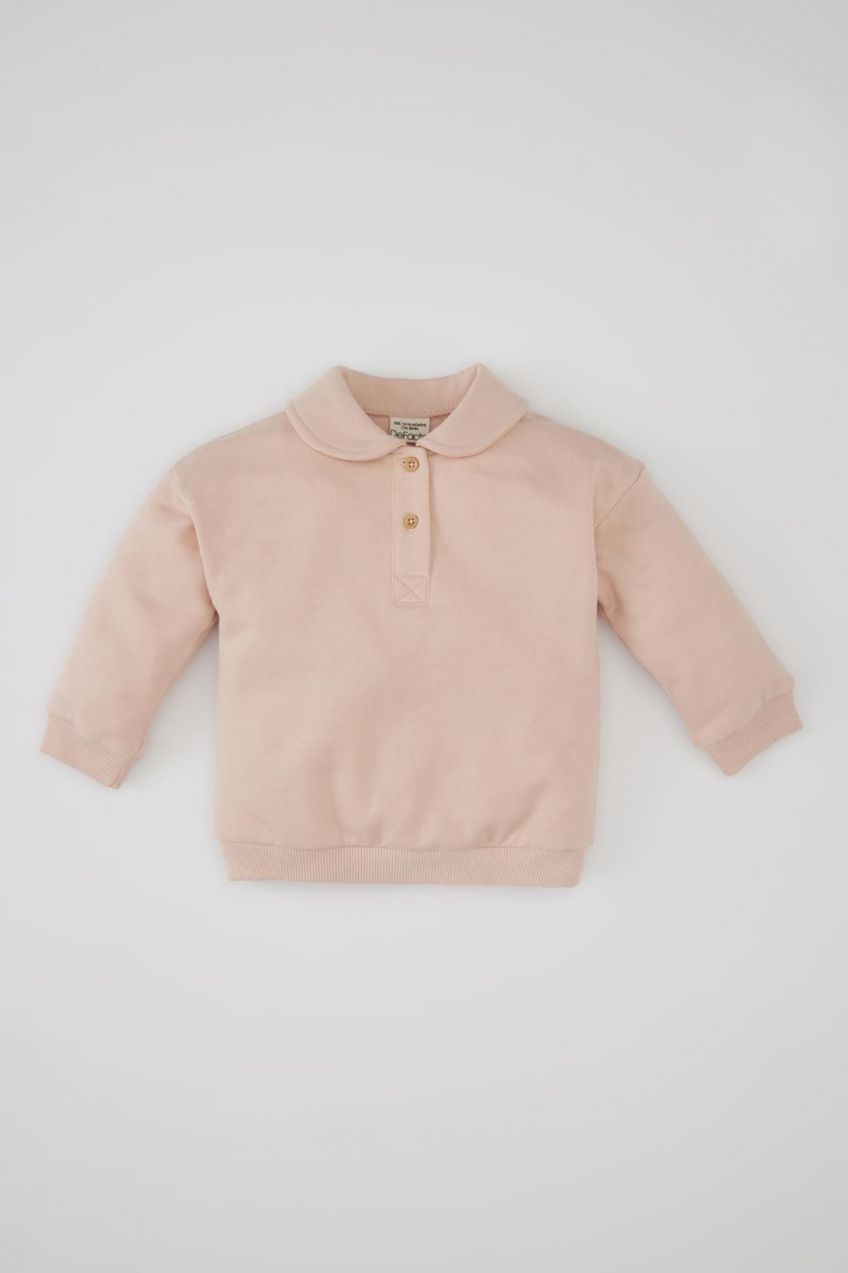 DEFACTO Baby Girl Sweatshirt with Soft Fuzzy Inside Collar