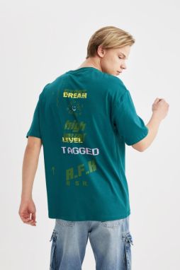 DEFACTO Comfort Fit Crew Neck Back Printed Short Sleeve T-Shirt