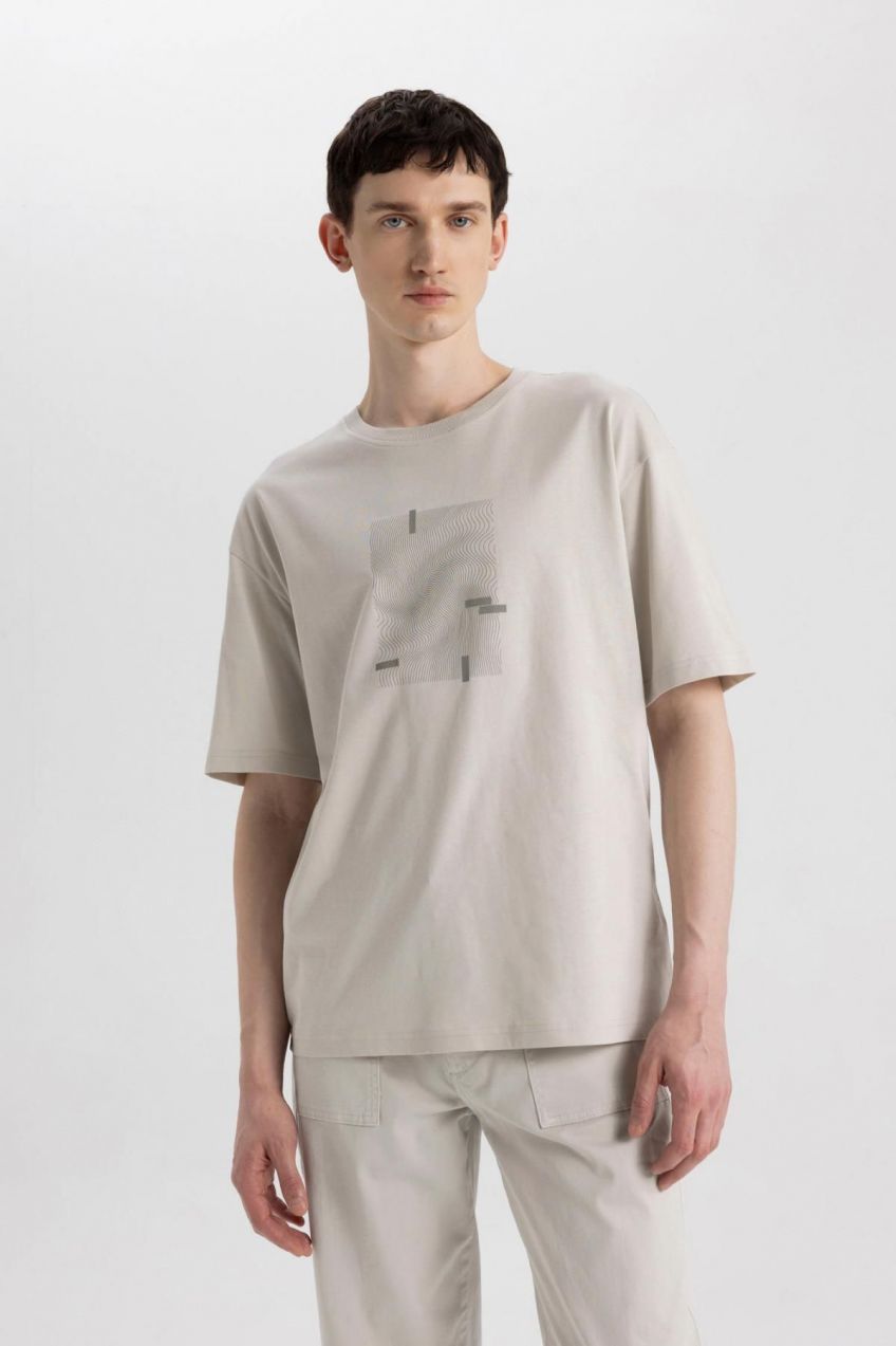 DEFACTO Relax Fit Crew Neck Printed Short Sleeve T-Shirt