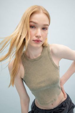 DEFACTO Cool Fitted Ribbed Camisole Washed Faded Effect Undershirt