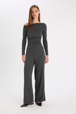DEFACTO Wide Leg Crepe Trousers D5141AX24AU
