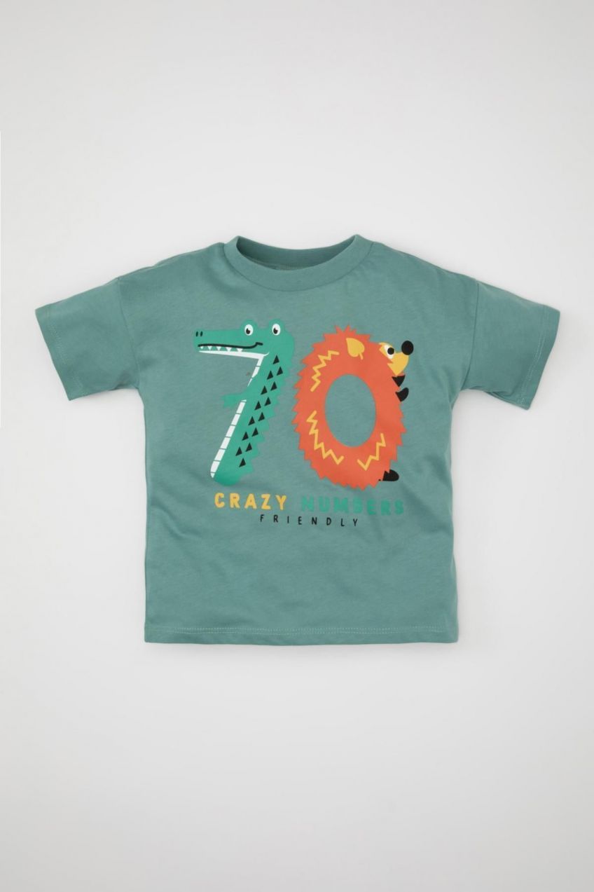 DEFACTO Baby Boy Crew Neck Printed Short Sleeve T-Shirt