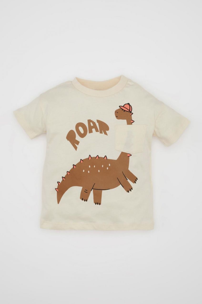 DEFACTO Baby Boy Dinosaur Printed Short Sleeve T-Shirt