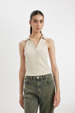 DEFACTO Slim Fit Polo Neck Ribbed Camisole Athlete